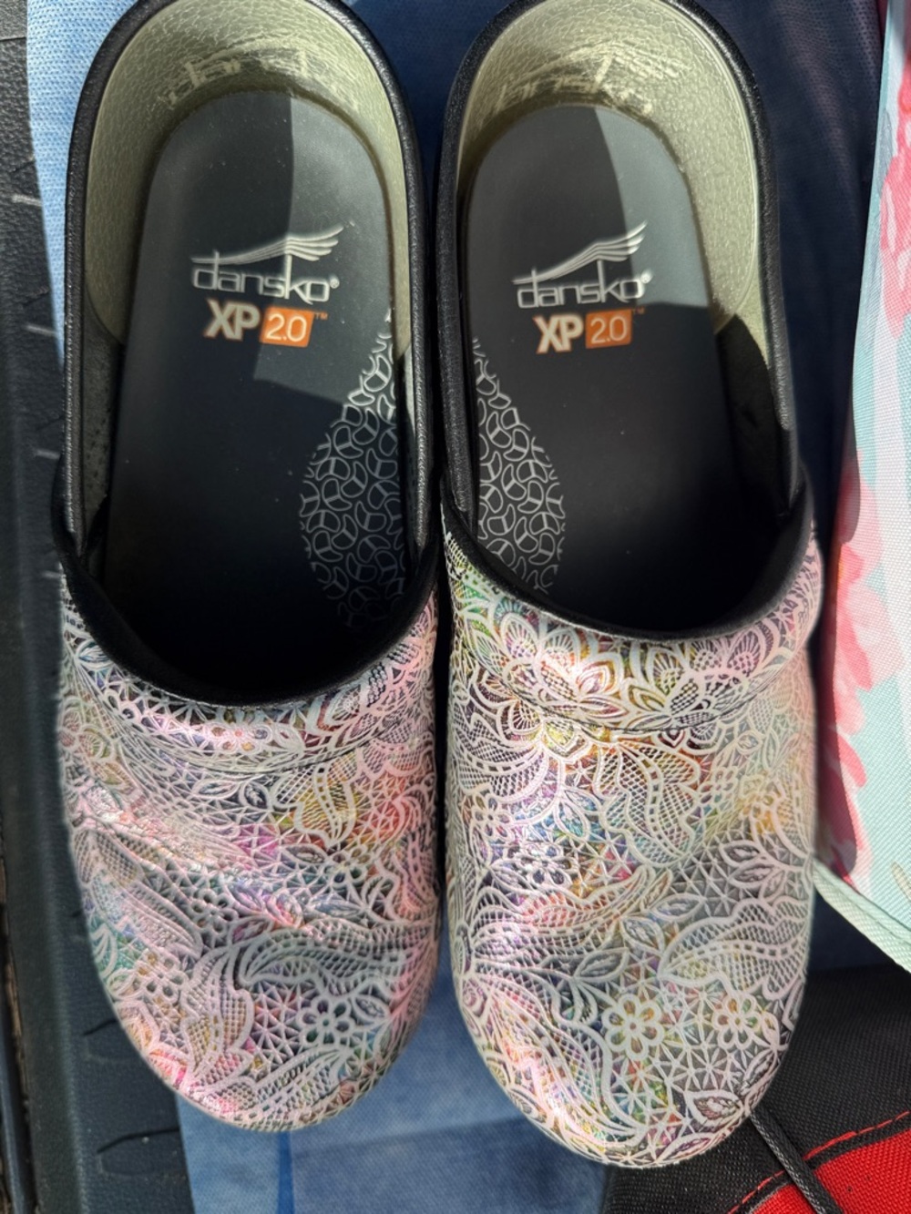 Dansko Multicolor Lace Pattern Platform Shoes - Picture 5 of 6